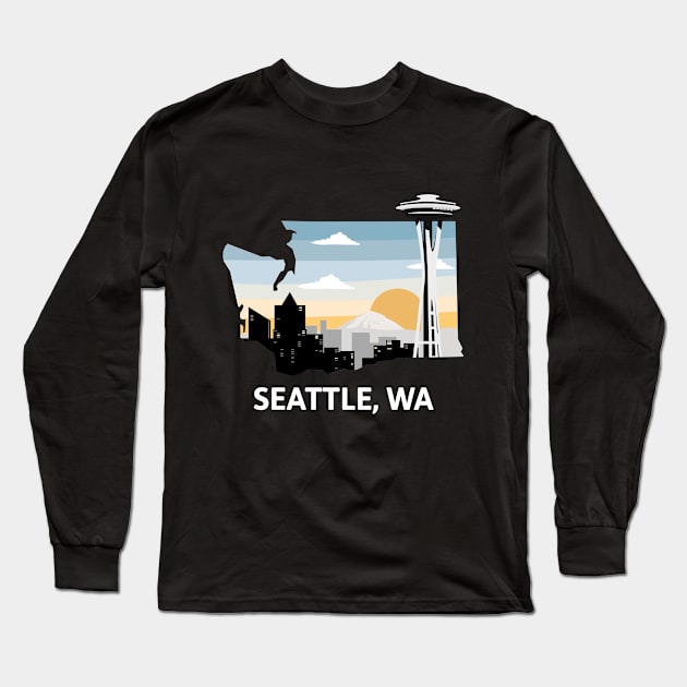 Seattle, WA Long Sleeve T-Shirt by A Reel Keeper